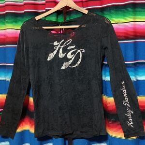 Harley-Davidson Black Long Sleeve Tee with Silver HD Script